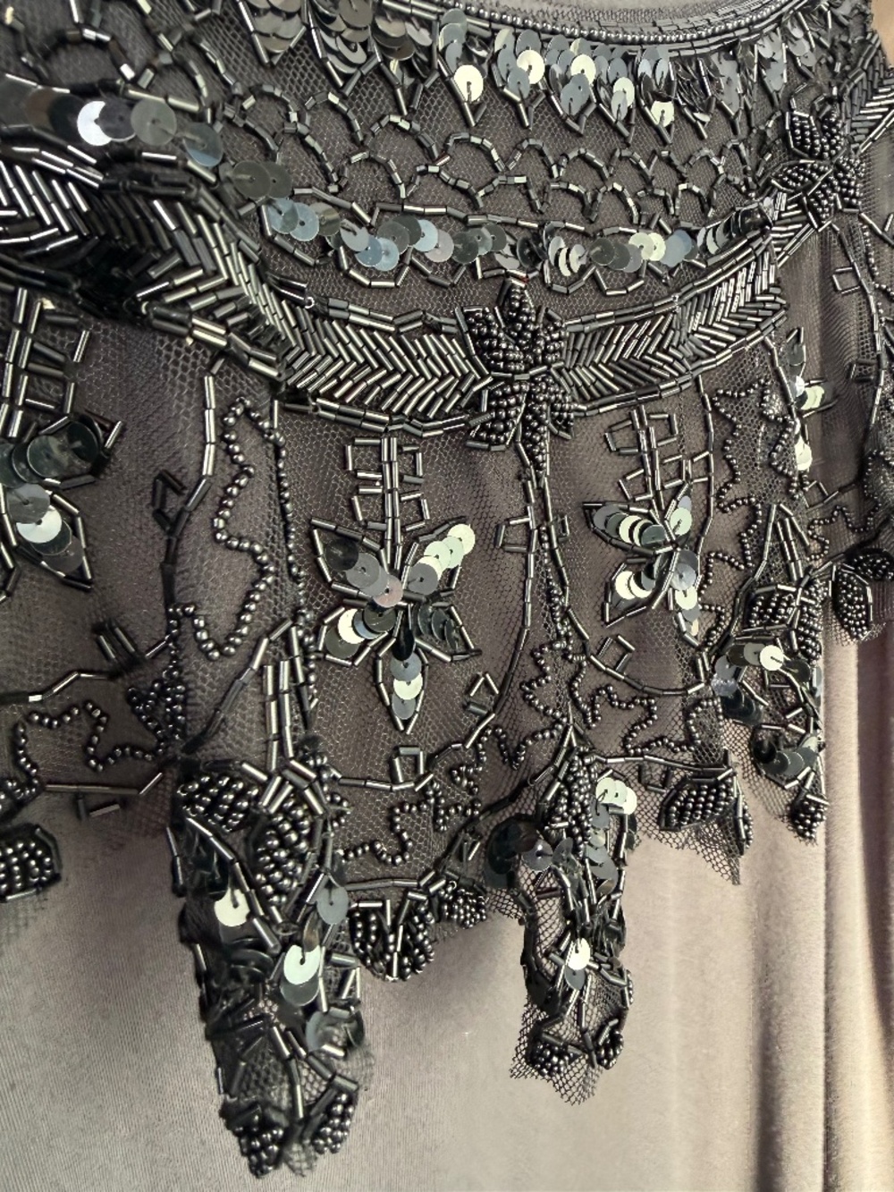 Black Beaded Mesh Overlay / Belt – Gothic Glam / Evening Statement Piece